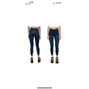 Free People Miles Away High Rise Skinny Jeans |Size 29 Raw Hem Dark Wash Stretch